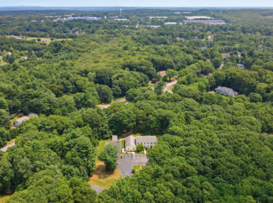 A beautiful aerial view of our location. Looking east towards the hills of Wrentham and Norfolk.